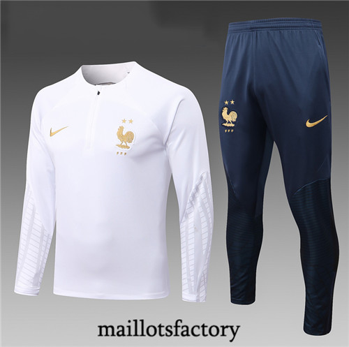 Maillots factory 23249 Survetement Enfant du foot France 2022/23 Blanc Pas Cher Fiable