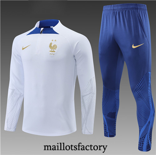 Maillots factory 23256 Survetement Enfant du foot France 2022/23 Blanc Pas Cher Fiable