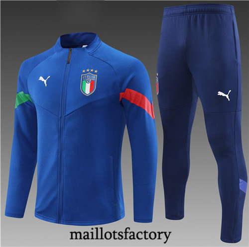 Maillots factory 23259 Veste Survetement Enfant du foot Italie 2022/23 Bleu Pas Cher Fiable