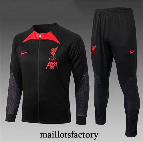 Maillots factory 23268 Veste Survetement Enfant du foot Liverpool 2022/23 Noir Pas Cher Fiable