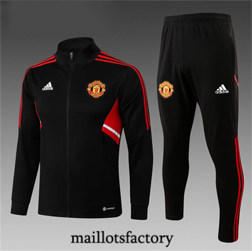 Maillots factory 23290 Veste Survetement Enfant du foot Manchester United 2022/23 Noir Pas Cher Fiable