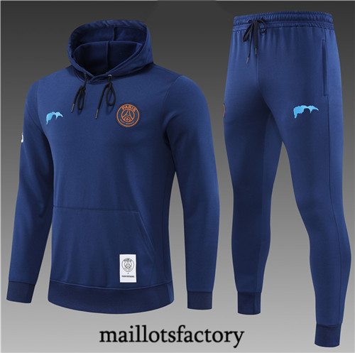 Maillots factory 23210 Survetement Enfant du foot Paris PSG 2022/23 à capuche Bleu Pas Cher Fiable