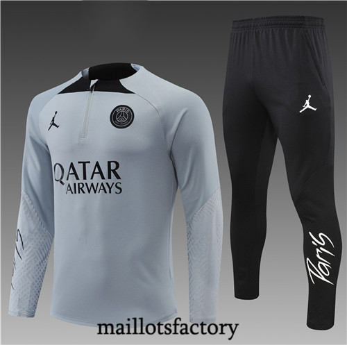 Maillots factory 23215 Survetement Enfant du foot Paris PSG 2022/23 Gris Pas Cher Fiable