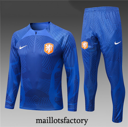 Maillots factory 23260 Survetement Enfant du foot Pays-Bas 2022/23 Bleu Pas Cher Fiable