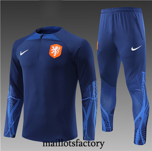 Maillots factory 23262 Survetement Enfant du foot Pays-Bas 2022/23 Bleu Pas Cher Fiable