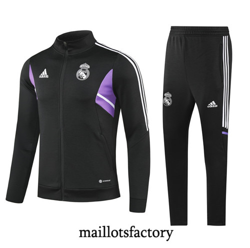 Achat Maillot du Veste Survetement Enfant Real Madrid 2022/23 noir fac tory s0725