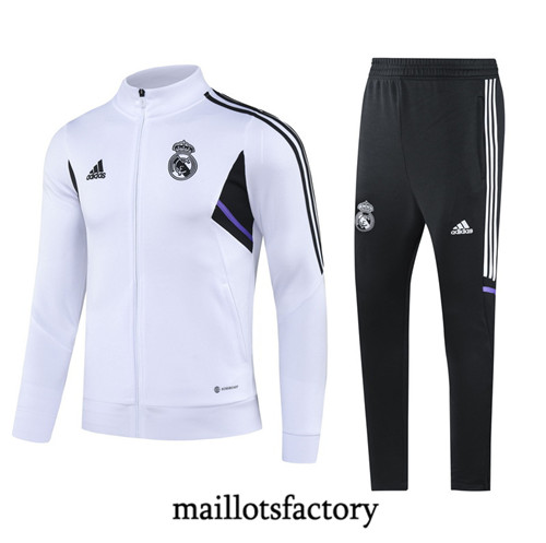 Achat Maillot du Veste Survetement Enfant Real Madrid 2022/23 Blanc fac tory s0726