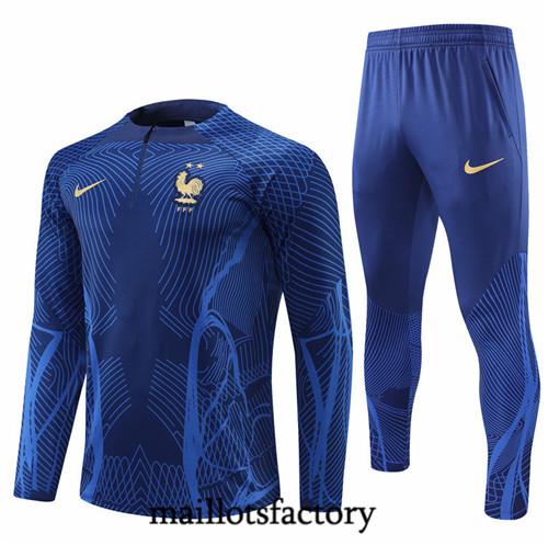 Maillots factory 23104 Player Survetement du foot France 2022/23 Bleu Pas Cher Fiable