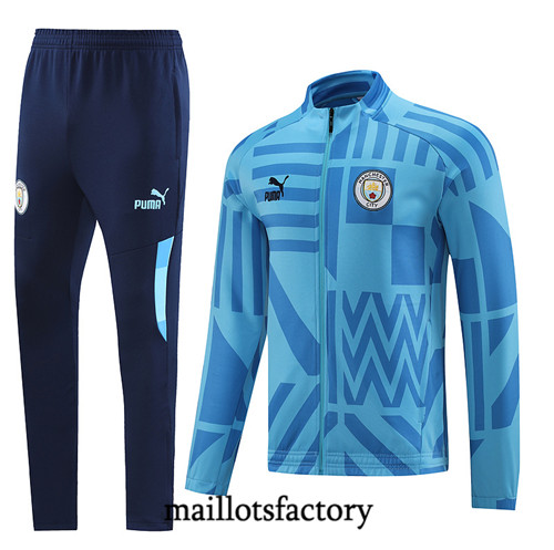 Achat Maillot du Veste Survetement Manchester City 2022/23 Bleu fac tory s0668