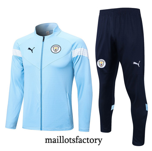 Achat Maillot du Veste Survetement Manchester City 2022/23 Bleu fac tory s0670