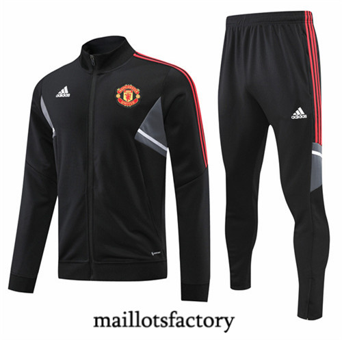 Maillots factory 23135 Veste Survetement du foot Manchester United 2022/23 Noir Pas Cher Fiable