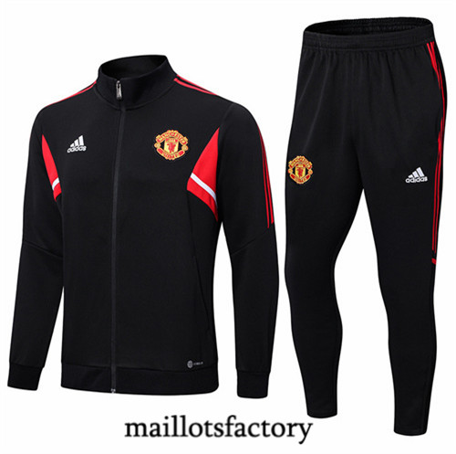 Maillots factory 23140 Veste Survetement du foot Manchester United 2022/23 Noir Pas Cher Fiable