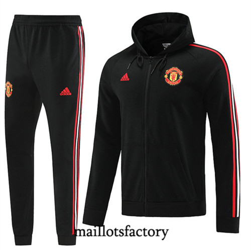 Achat Maillot du Veste Survetement Manchester United 2022/23 à capuche noir fac tory s0680