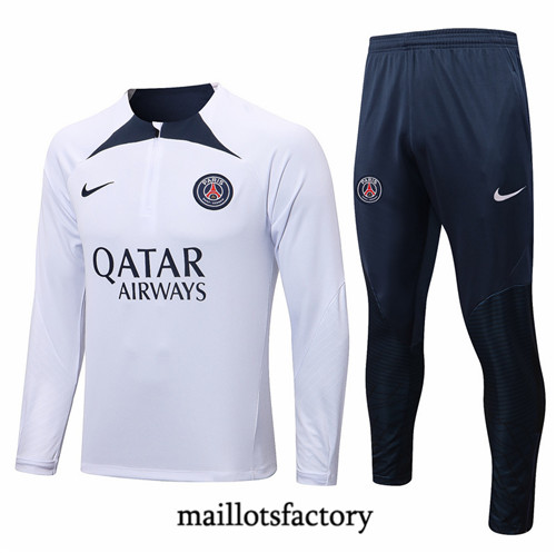 Maillots factory 23057 Survetement du foot Paris PSG 2022/23 Blanc Pas Cher Fiable