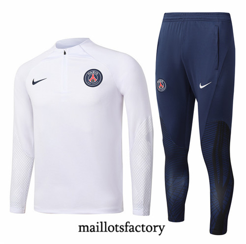 Maillots factory 23064 Survetement du foot Paris PSG 2022/23 Blanc Pas Cher Fiable