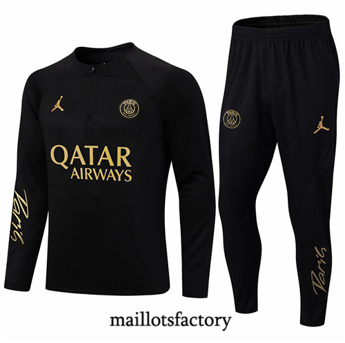 Maillots factory 23065 Survetement du foot Paris PSG 2022/23 Noir Pas Cher Fiable