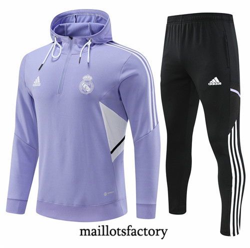 Maillots factory 23025 Survetement du foot Real Madrid 2022/23 à capuche Pourpre Pas Cher Fiable