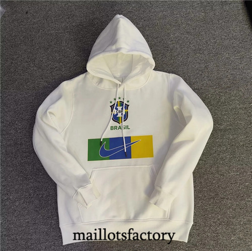 Maillots factory 23393 Veste Sweat A Capuche Bresil 2022/23 Blanc Pas Cher Fiable